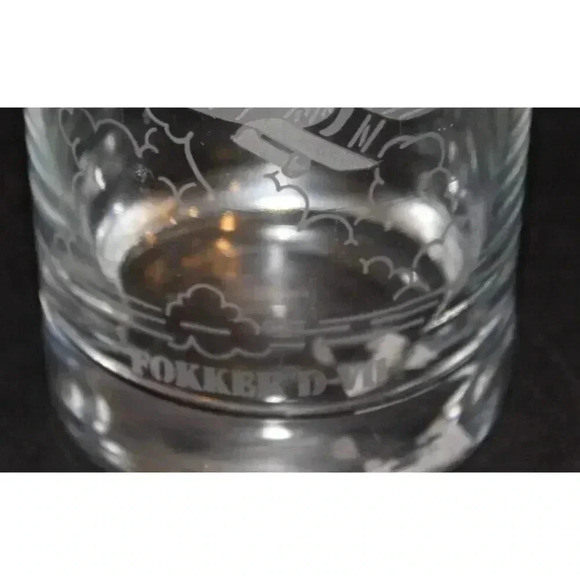 Vintage Glass Etched Fokker D-VII Flying Aircraft Aviation Class Cup Tumbler - Picture 3 of 4